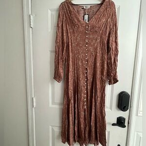 Elegant Brown Button-Down Dress